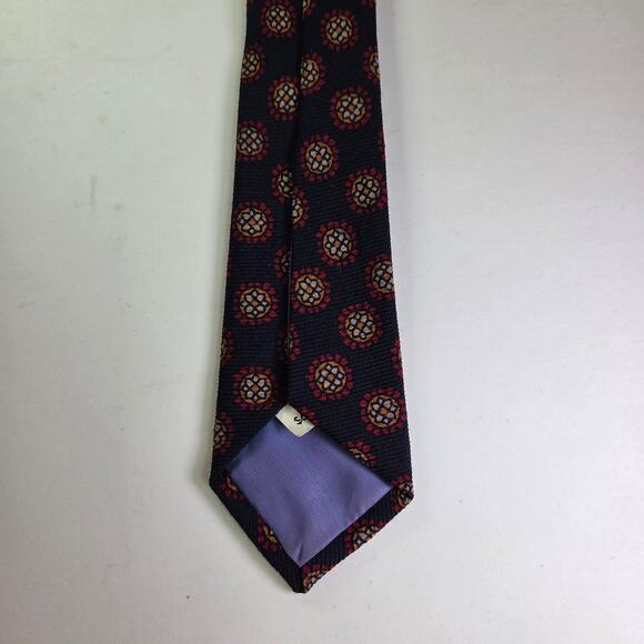 Dayton's Northbriar Shop Wool Challis Tie Navy Red Medallion Vintage 4.5"x55" - Picture 7 of 8
